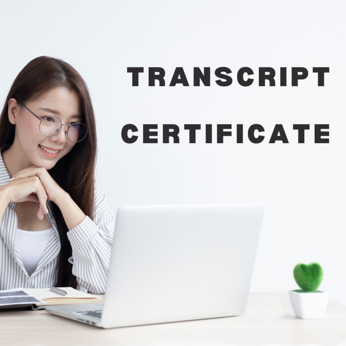 Transcript certificate